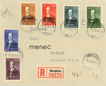 Itä-Karjala 1942, Ryti-sarja, FDC 