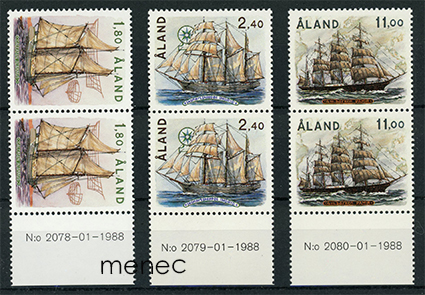 Ahvenanmaa, purjelaivoja 1988, nro-parit 