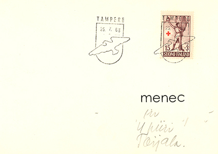 Punainen Risti 1955, 15+3, erikoisleimalla Tampere 25.7.1963 