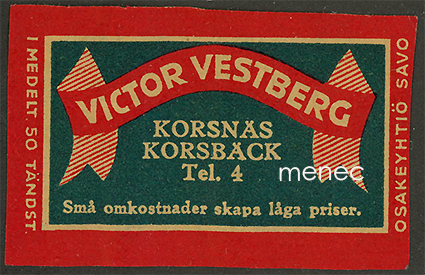 Kauppiasetiketti, Victor Vestberg, Korsnäs 