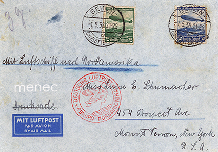Zeppelin-postia, Europa-Nordamerika 6.-14.5.1936 
