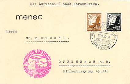 Zeppelin-postia, Nordamerikafahrt 1936 
