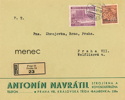 Saksa, Böömi-Määri, 3K, kirjattu kirjelähetys 1941 