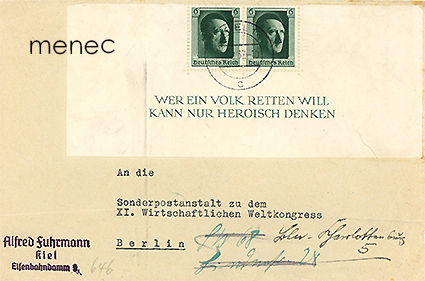 Saksa, kirjelähetys 1937, 2x6Pf, blokin 7 alaosa 