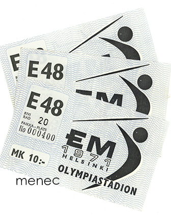 EM 1971, Olympiastadion, 3 lippua, sininen 