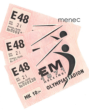 EM 1971, Olympiastadion, 4 lippua, punainen 