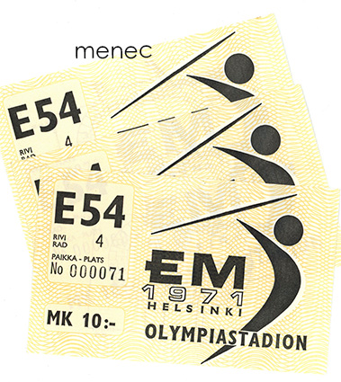 EM 1971, Olympiastadion, 3 lippua, keltainen 