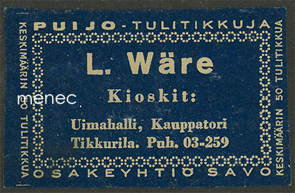 Kauppiasetiketti, L. Mäntynen, Tikkurila 