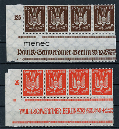 Saksa, lentopostia 1923, 5 ja 25M, 4-rivilöt 