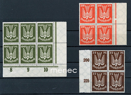 Saksa, lentopostia 1923, 5, 25 ja 100M, ryhmiä 