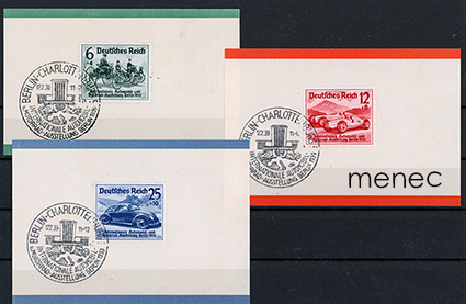 Saksa, Berliinin kv. autonäyttely 1939, 3xFDC 