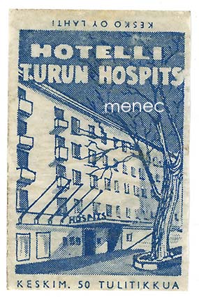 Tulitikkuetiketti, Hotelli Turun Hospitsi 