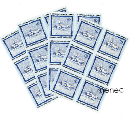 Sotainvalidien hyväksi, kirjeensulkijoita, 4 arkkia (24 kpl) 