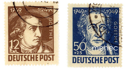 Saksa, NL:n miehitysvyöhyke, Goethe 200 vuotta 1949, 12+8 ja 50+25Pf 