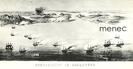 Englantilais-ranskalaisen laivaston vuonna 1854 tuhoama Bomarsundin linnoitus 