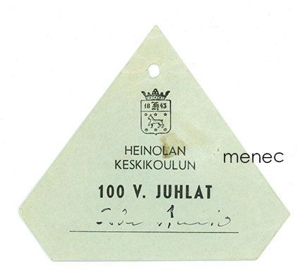Heinola, keskikoulun 100-vuotisjuhlat, rintamerkki 