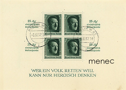 Saksa, puoluepäivien pienoisarkki 1937, Hitler 