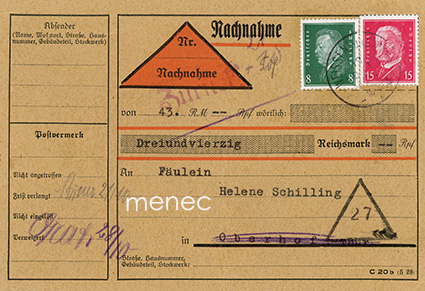 Saksa, postiennakkokortti 1927, Ebers ja Hindenburg 8 ja 15 Pf 