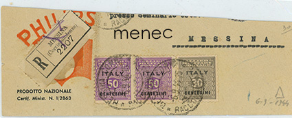 Italia, liittoutuneitten sotilashallinto, kirjattu kirje 1944 