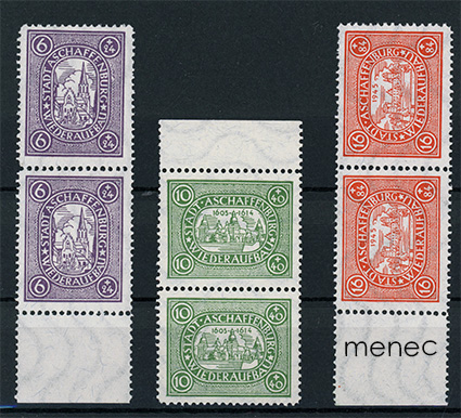Saksa, paikallinen yksityisanti, Aschaffenburg 1946, jälleenrakennussarja reunapareina 