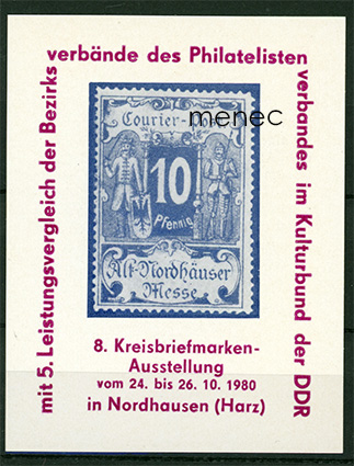 Saksa, DDR, 8. Kreisbriefmarkenausstellung 1980, muistoarkki 