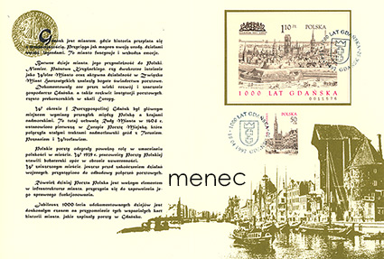 Puola, Gdansk 1000 vuotta 1997, muistokansio ensipäivänleimoin 