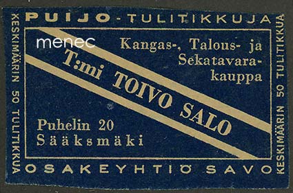Kauppiasetiketti, Toivo Salo, Sääksmäki 
