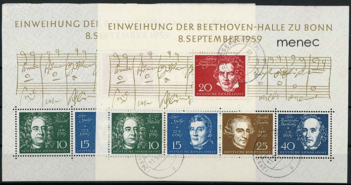 Saksa, Bonnin Beethoven-halli 1959, pienoisarkki, 2 kpl 