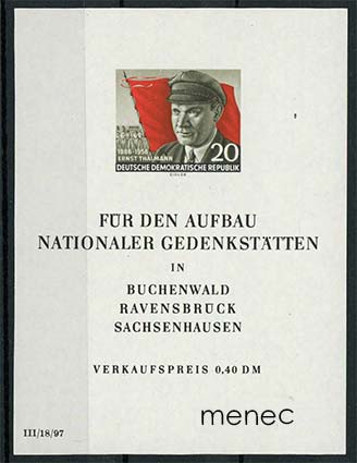 Saksa, DDR, keskitysleirien kunnostaminen 1956, pienoisarkki 