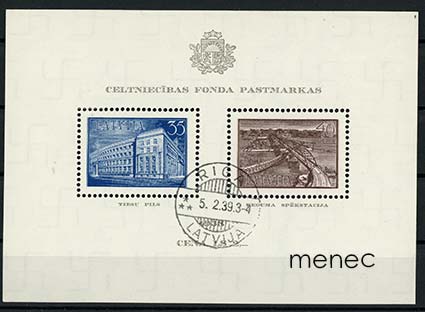 Latvia, rakennussäätiöitä, pienoisarkki 1939 