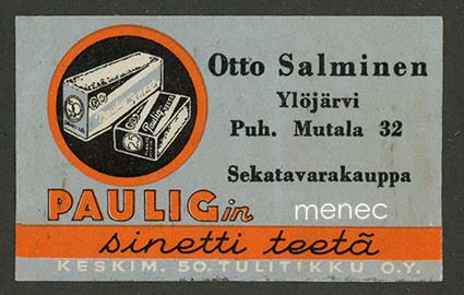 Kauppiasetiketti, Otto Salminen, Ylöjärvi 