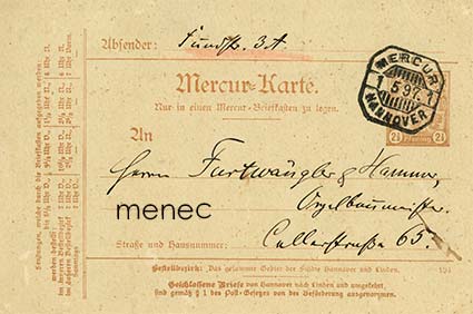 Saksa, Hannoverin Mercur-kaupunkiposti 1897, ehiö 2,5 Pf 