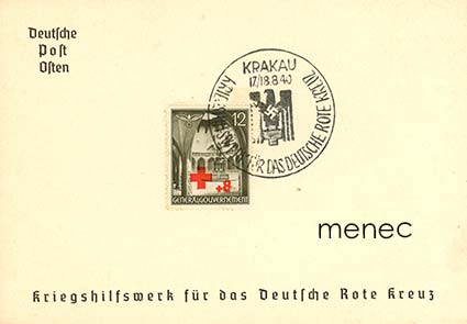 Saksa, Generalgouvernement 1940, Punainen Risti 12+8, FDC Deutsche Post Osten -kortilla 