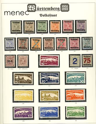 Saksa, Württemberg, Volksstaat-virkamerkit 1919, kaikki ilmestyneet 