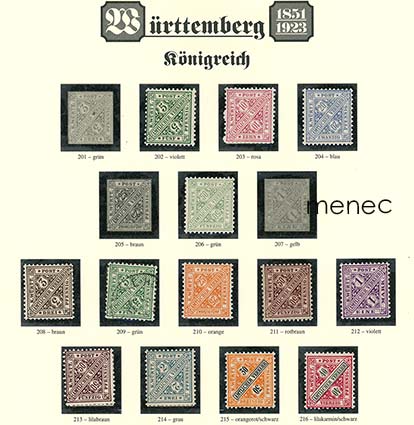 Saksa, Württemberg, kuningaskunta 1881-1896, virkamerkkejä, 13 kpl 