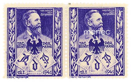 Mainosmerkki, Saksa, Ostmark, Tag der Briefmarke, Heinrich von Stephan 1941 