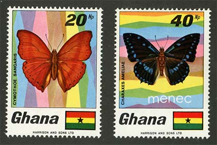 Ghana, perhosia 1968, 2 kpl 