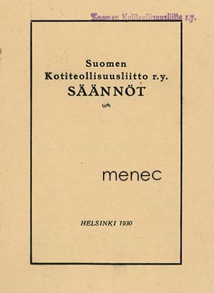 Suomen Kotiteollisuusliitto r.y. Säännöt 