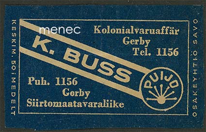 Kauppiasetiketti, K. Buss, Gerby, Vaasa 