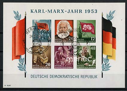 Saksa, DDR, Karl Marx -vuosi 1953, pienoisarkki 8 
