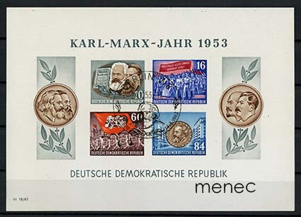 Saksa, DDR, Karl Marx -vuosi 1953, pienoisarkki 9 