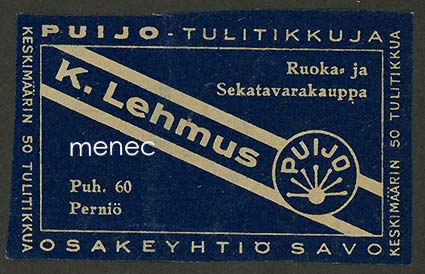Kauppiasetiketti, K. Lehmus, Perniö 