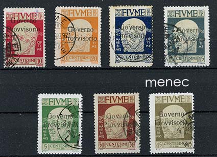 Fiume, vapaavaltio 1921, ylipainamalla Governo Provvisorio, 7 kpl 