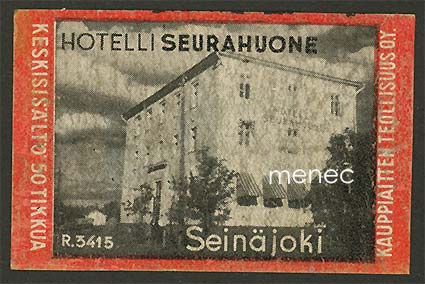 Tulitikkuetiketti, Hotelli Seurahuone, Seinäjoki 