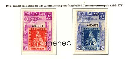 Italia, Trieste, Toscanan postimerkit 100 vuotta 1951 