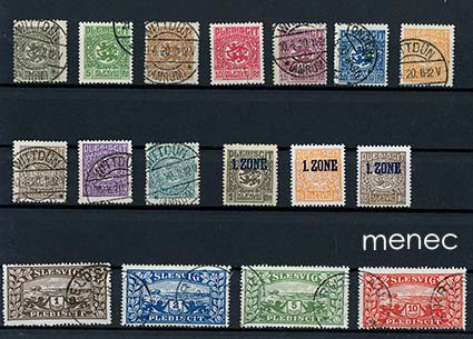 Saksa, Schleswig, käyttömerkit 1920, 3 kpl ylipainamalla 