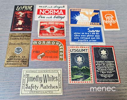 Tikkuaskeja eri maista 1930-luvulta, 11 kpl 