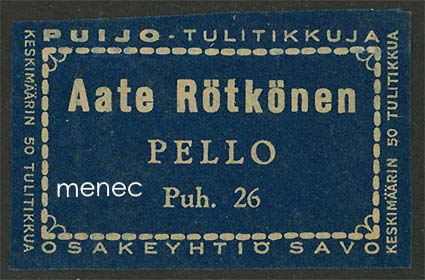 Kauppiasetiketti, Aate Rötkönen, Pello 