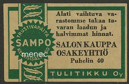 Kauppiasetiketti, Salon Kauppa Oy 