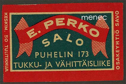 Kauppiasetiketti, E. Perko, Salo 